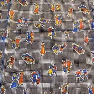 Vtg Marcus Brothers Houndstooth Brown & White Fabric Winter Skating Ski 72”x 44”